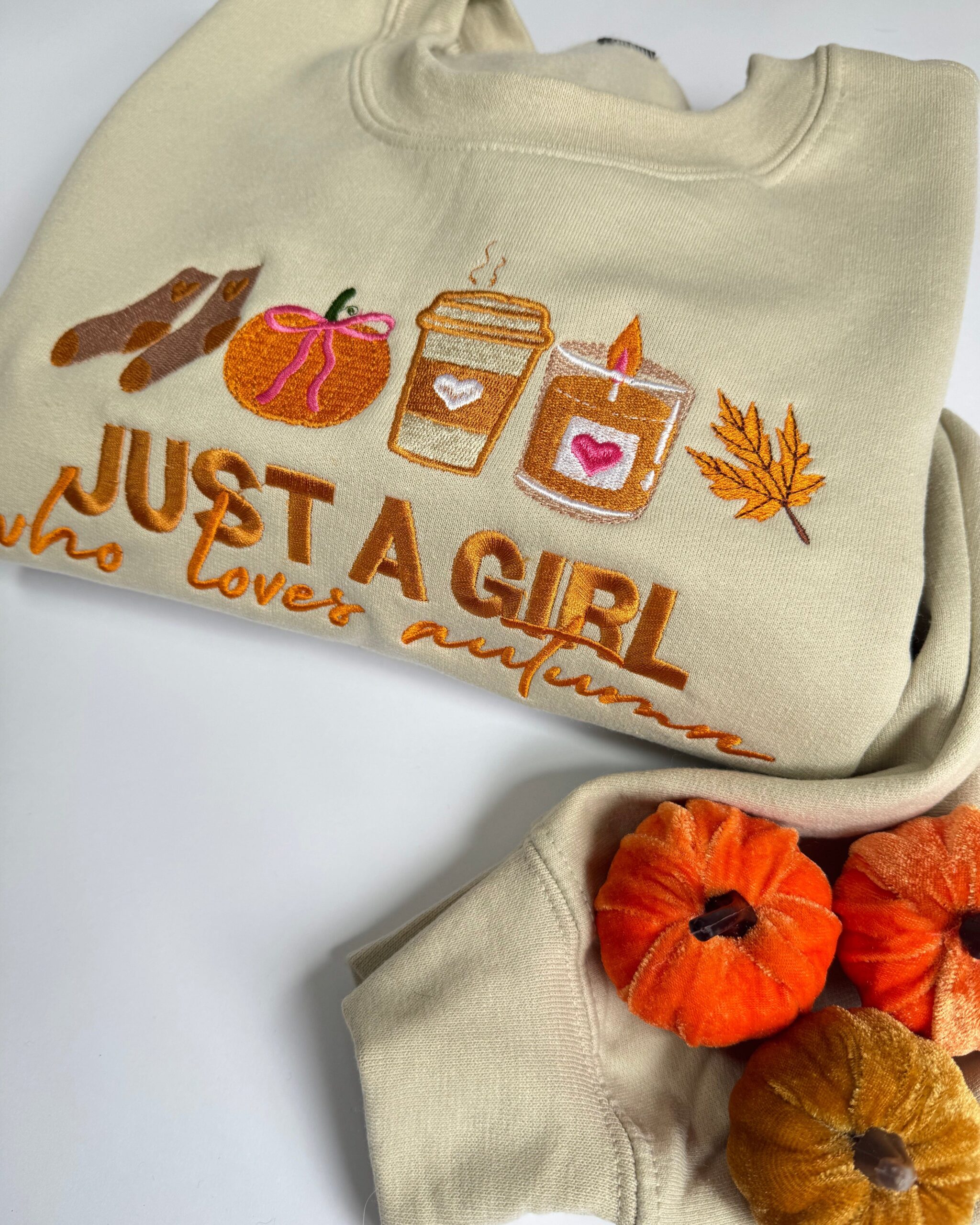 Just a girl who loves Autumn Embroidered Sweatshirt Just a girl who loves Autumn Embroidered Sweatshirt