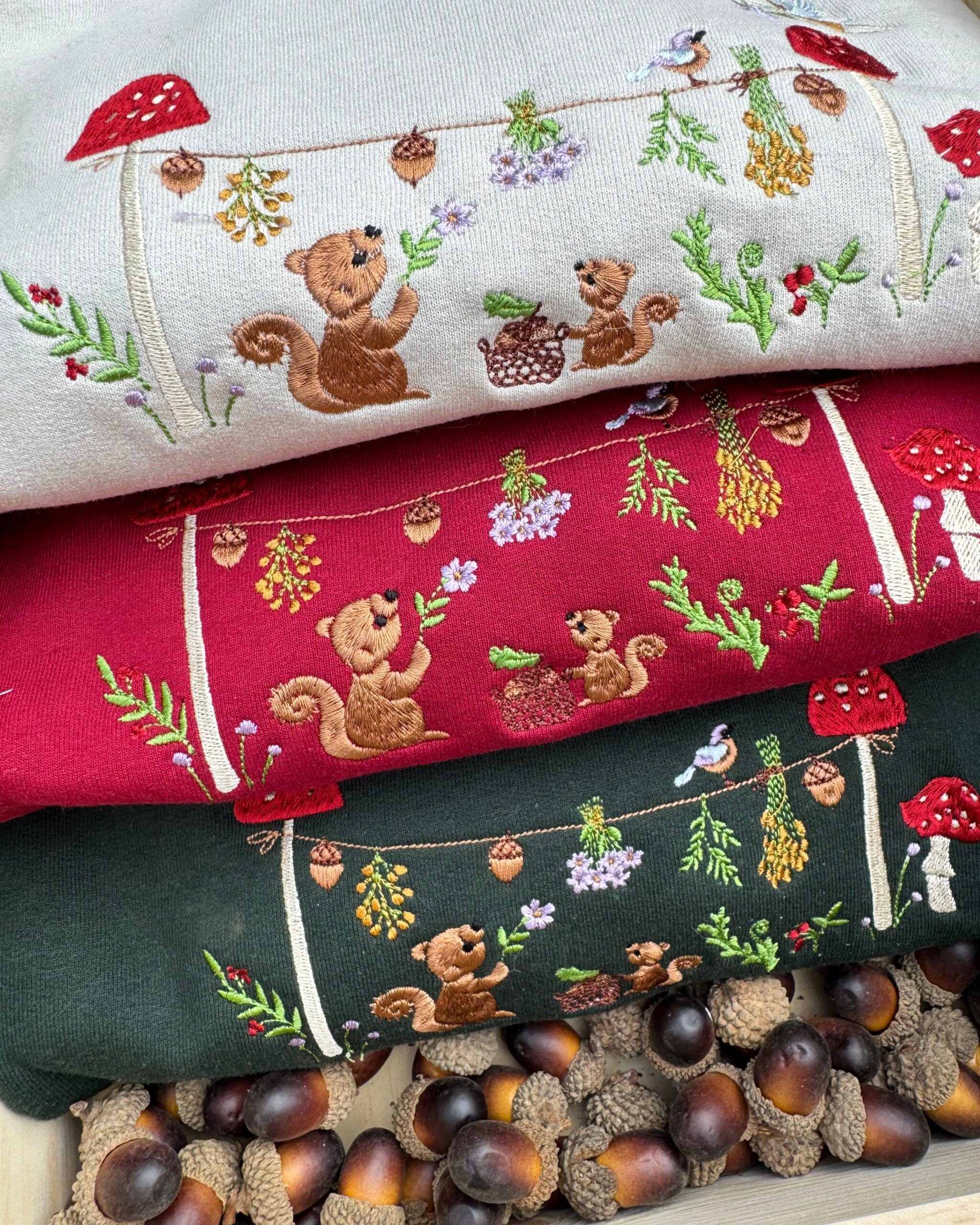 Magic Squirrel Party Embroidered Sweatshirt Magic Squirrel Party Embroidered Sweatshirt