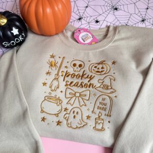 Spooky Season Icons Embroidered Sweatshirt