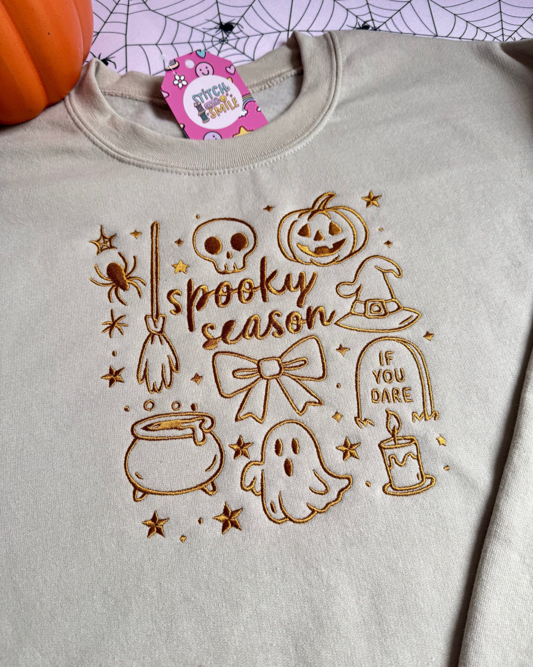 Spooky Season Icons Embroidered Sweatshirt Spooky Season Icons Embroidered Sweatshirt
