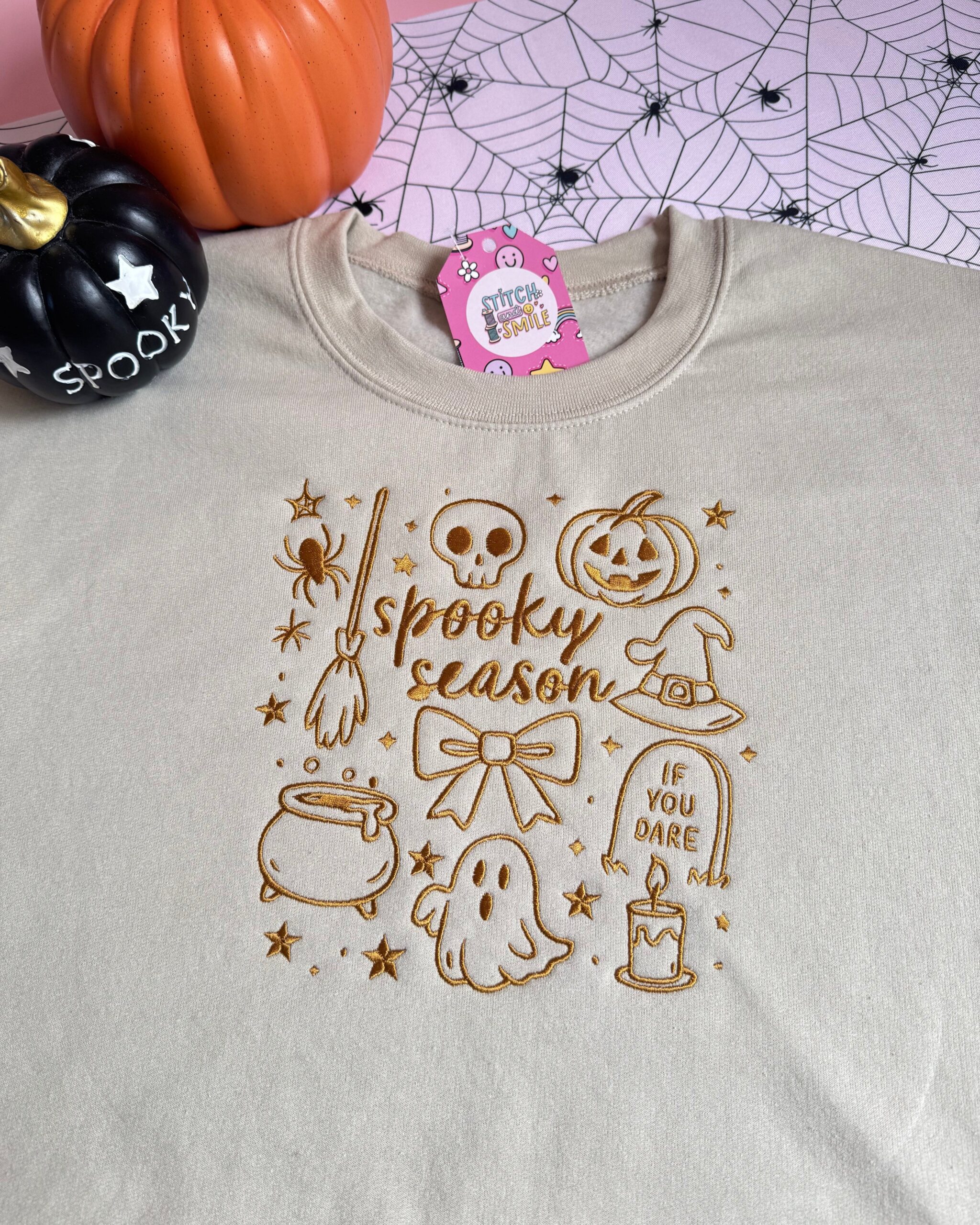 Spooky Season Icons Embroidered Sweatshirt Spooky Season Icons Embroidered Sweatshirt