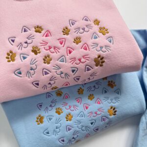 Cat Face Embroidered Sweatshirt