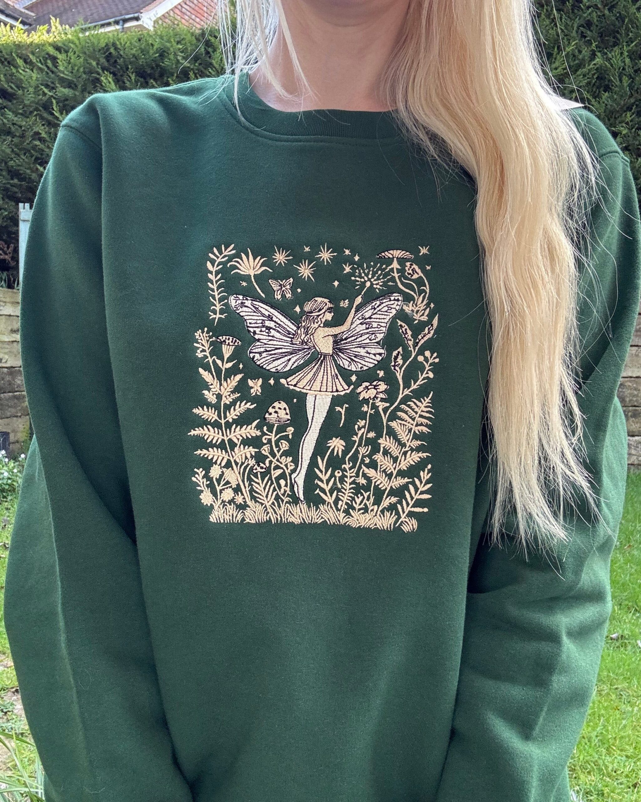 Gold Garden Fairy Embroidered Sweatshirt Gold Garden Fairy Embroidered Sweatshirt