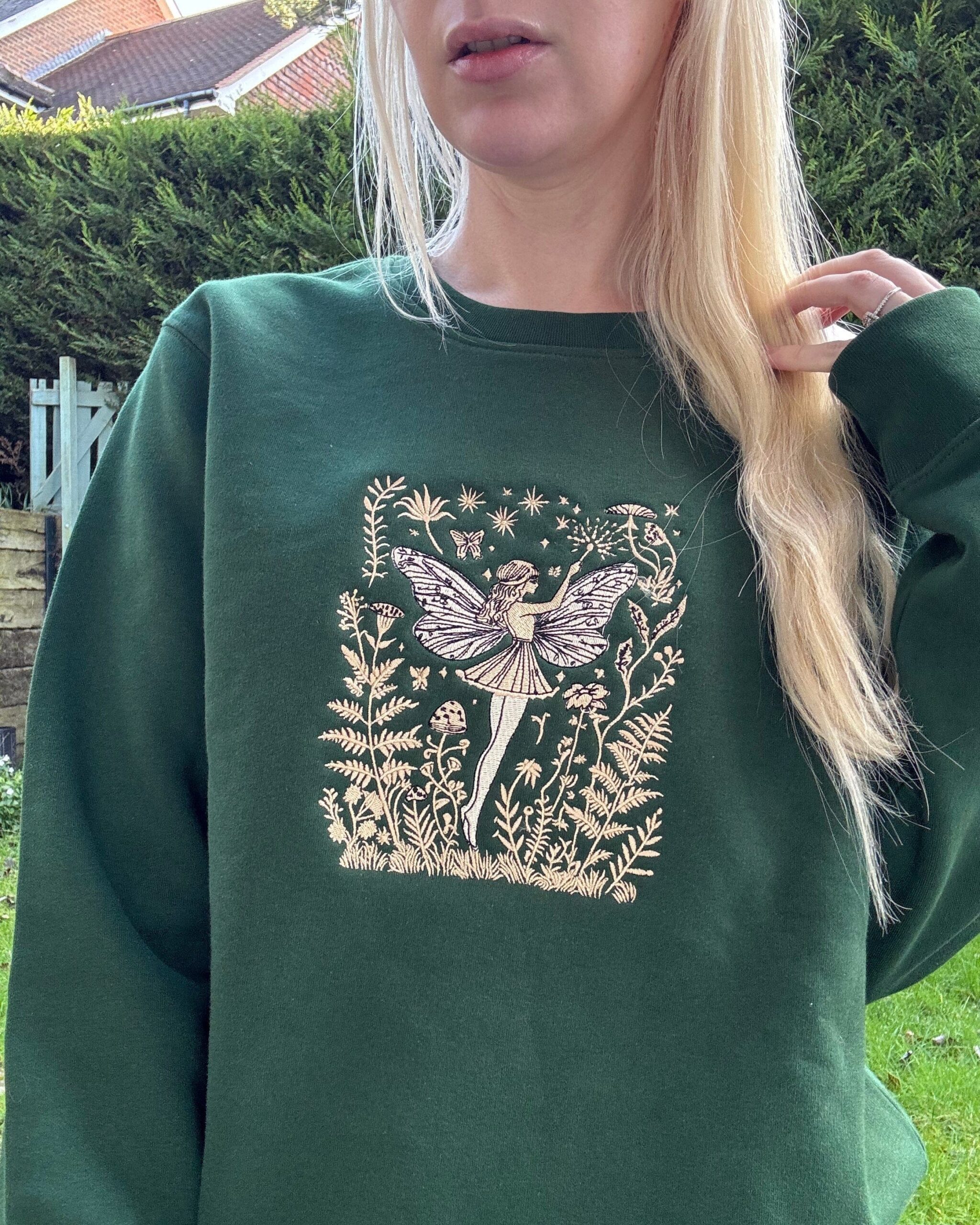 Gold Garden Fairy Embroidered Sweatshirt Gold Garden Fairy Embroidered Sweatshirt