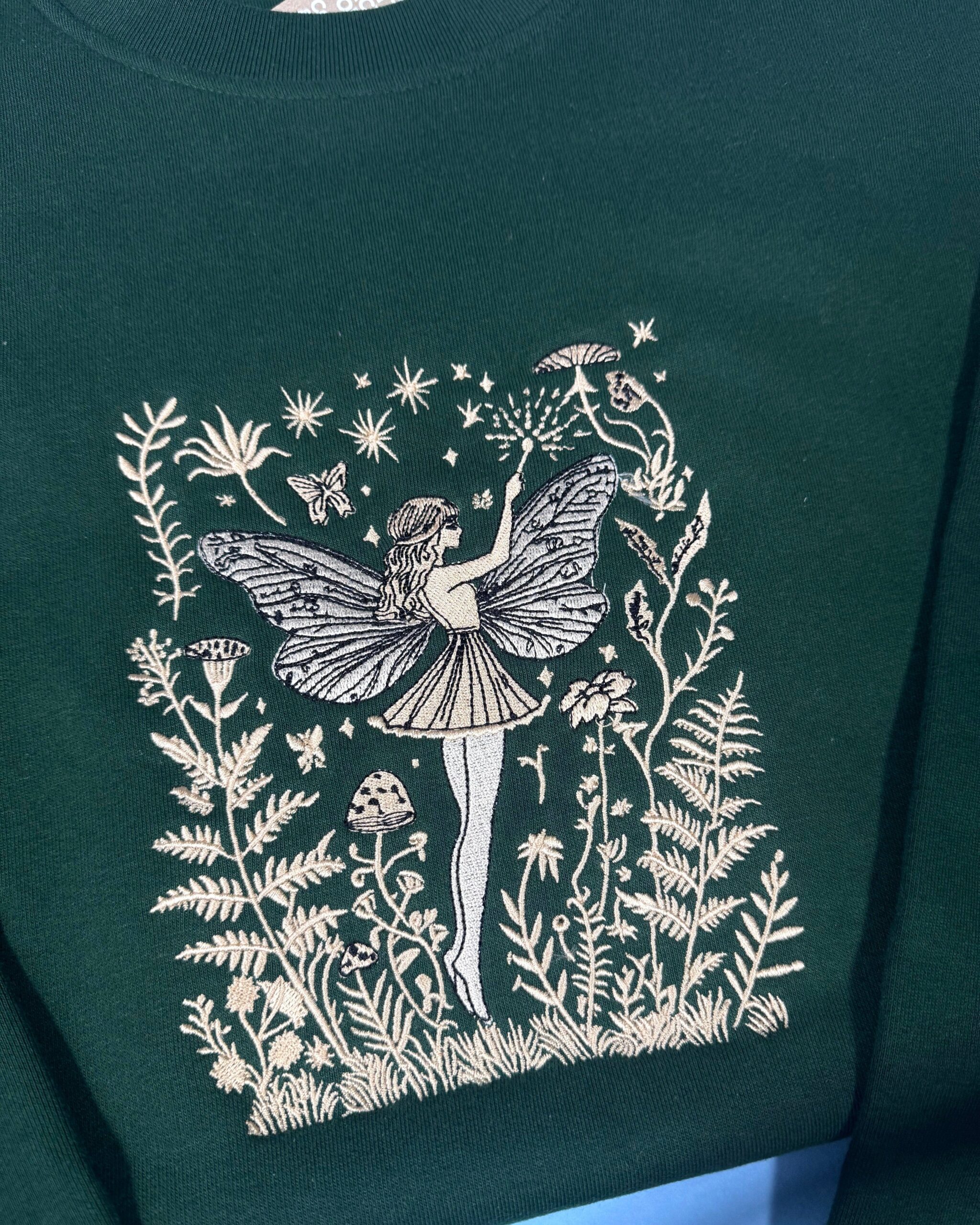 Gold Garden Fairy Embroidered Sweatshirt Gold Garden Fairy Embroidered Sweatshirt