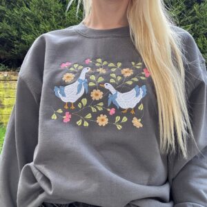 Spring Geese Embroidered Sweatshirt