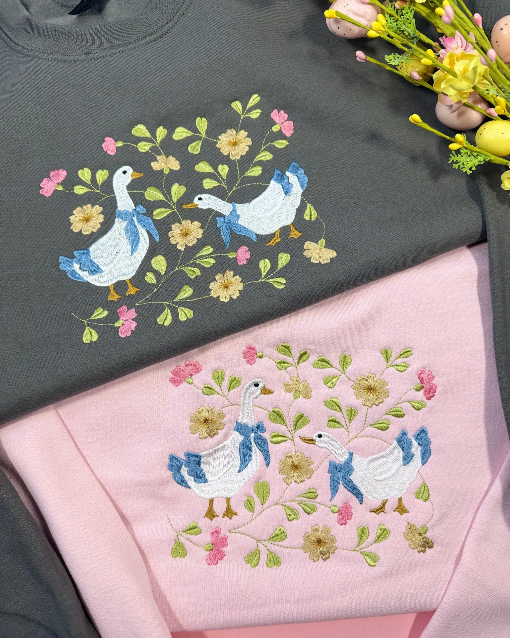 Spring Geese Embroidered Sweatshirt Spring Geese Embroidered Sweatshirt