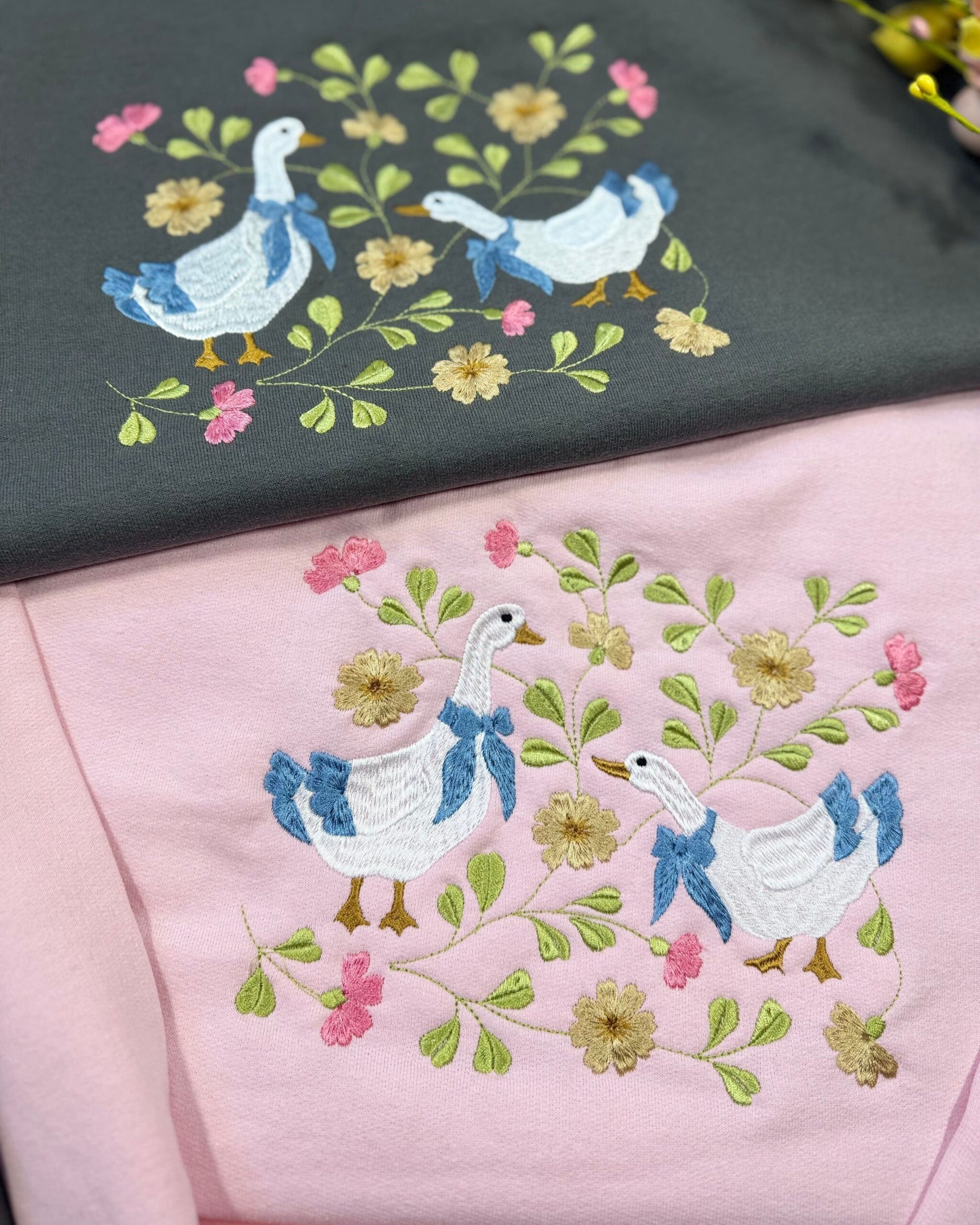 Spring Geese Embroidered Sweatshirt Spring Geese Embroidered Sweatshirt