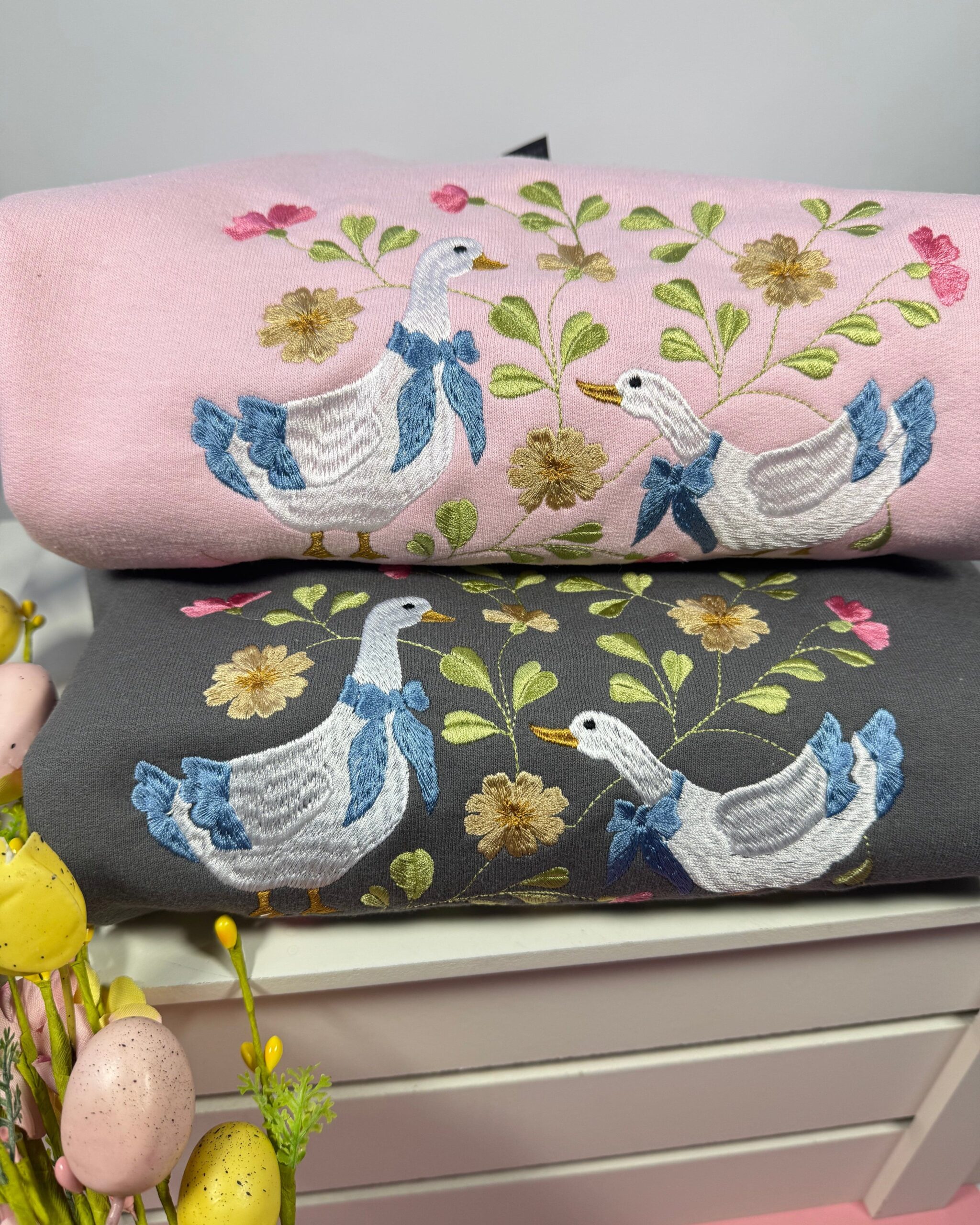 Spring Geese Embroidered Sweatshirt Spring Geese Embroidered Sweatshirt