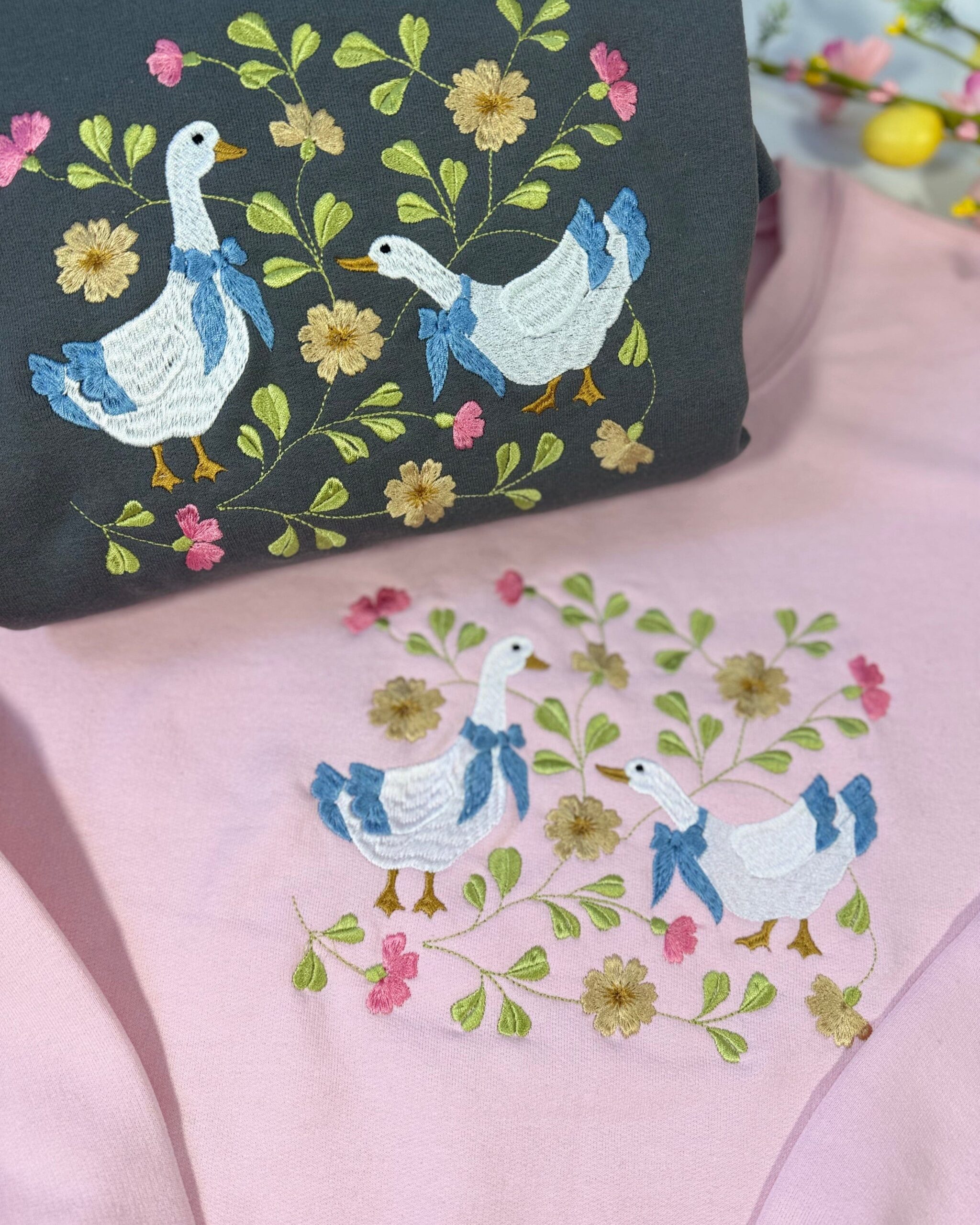 Spring Geese Embroidered Sweatshirt Spring Geese Embroidered Sweatshirt
