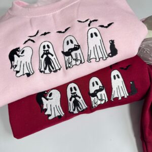 Cute Ghost and Cat Embroidered Sweatshirt 3.jpg