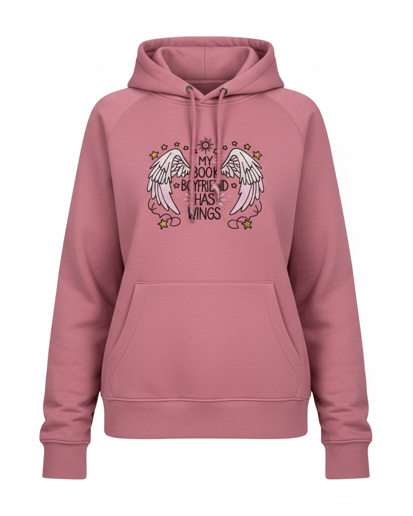 My Book Boyfriend has Wings Premium Embroidered Sweatshirt My Book Boyfriend has Wings Premium Embroidered Sweatshirt