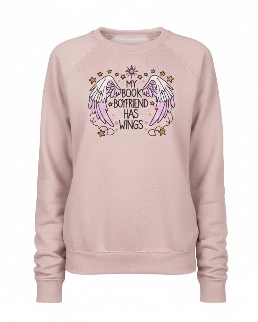 My Book Boyfriend has Wings Premium Embroidered Sweatshirt My Book Boyfriend has Wings Premium Embroidered Sweatshirt