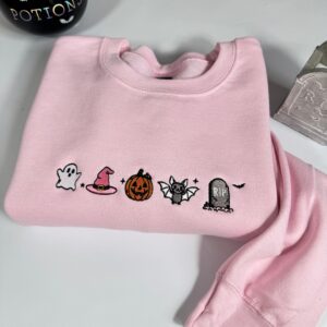 Cute Halloween Icons Embroidered Sweatshirt