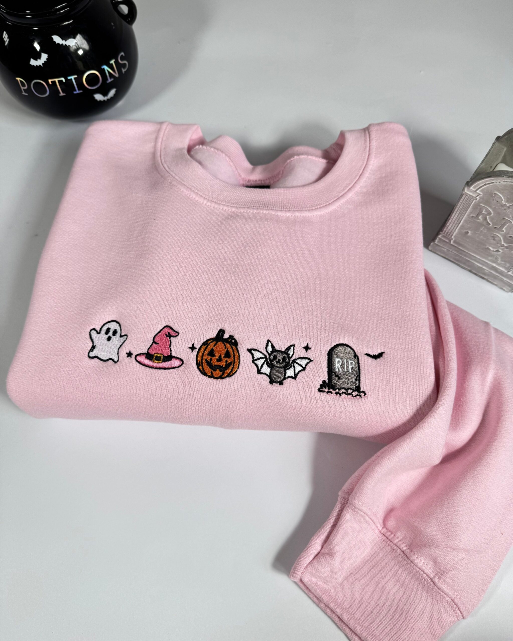 Cute Halloween Icons Embroidered Sweatshirt Cute Halloween Icons Embroidered Sweatshirt