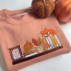 Autumn Bookshelf Embroidered Sweatshirt
