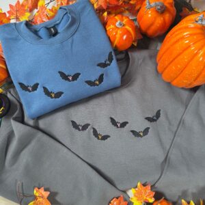 Spooky Bats with Bows Embroidered Sweatshirt