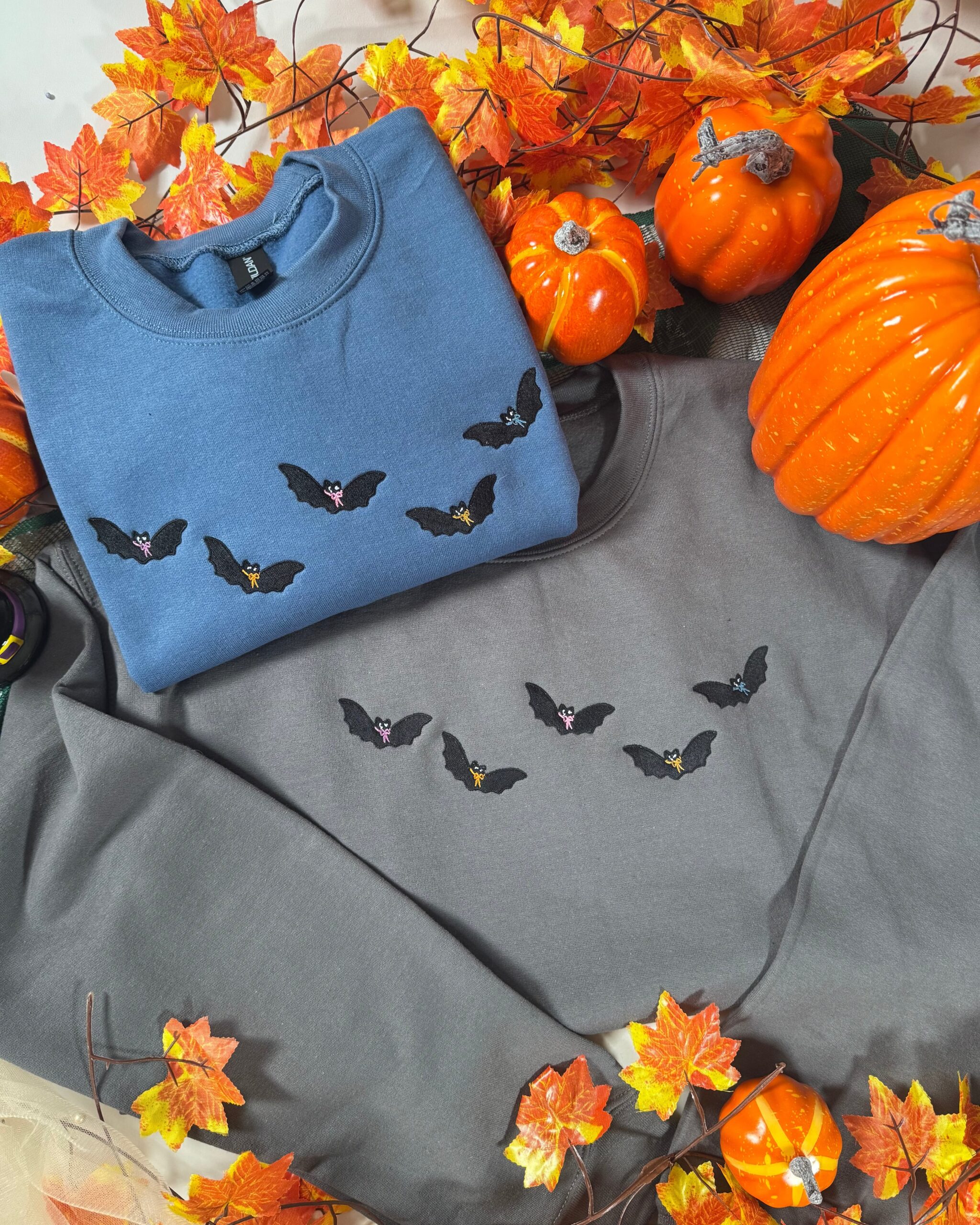 Spooky Bats with Bows Embroidered Sweatshirt Spooky Bats with Bows Embroidered Sweatshirt