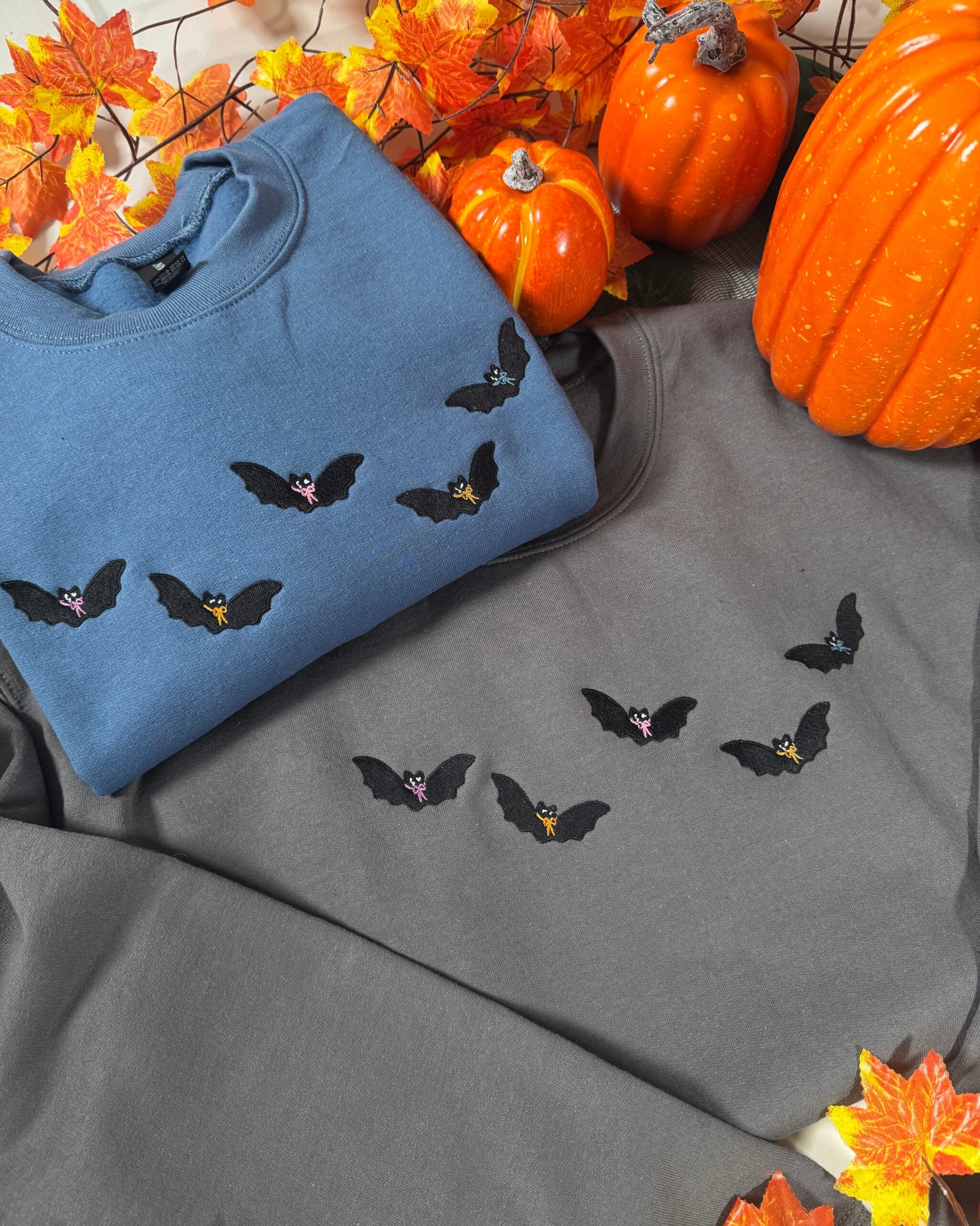 Spooky Bats with Bows Embroidered Sweatshirt Spooky Bats with Bows Embroidered Sweatshirt