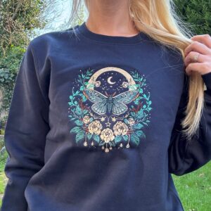 Celestial Moth Embroidered Sweatshirt