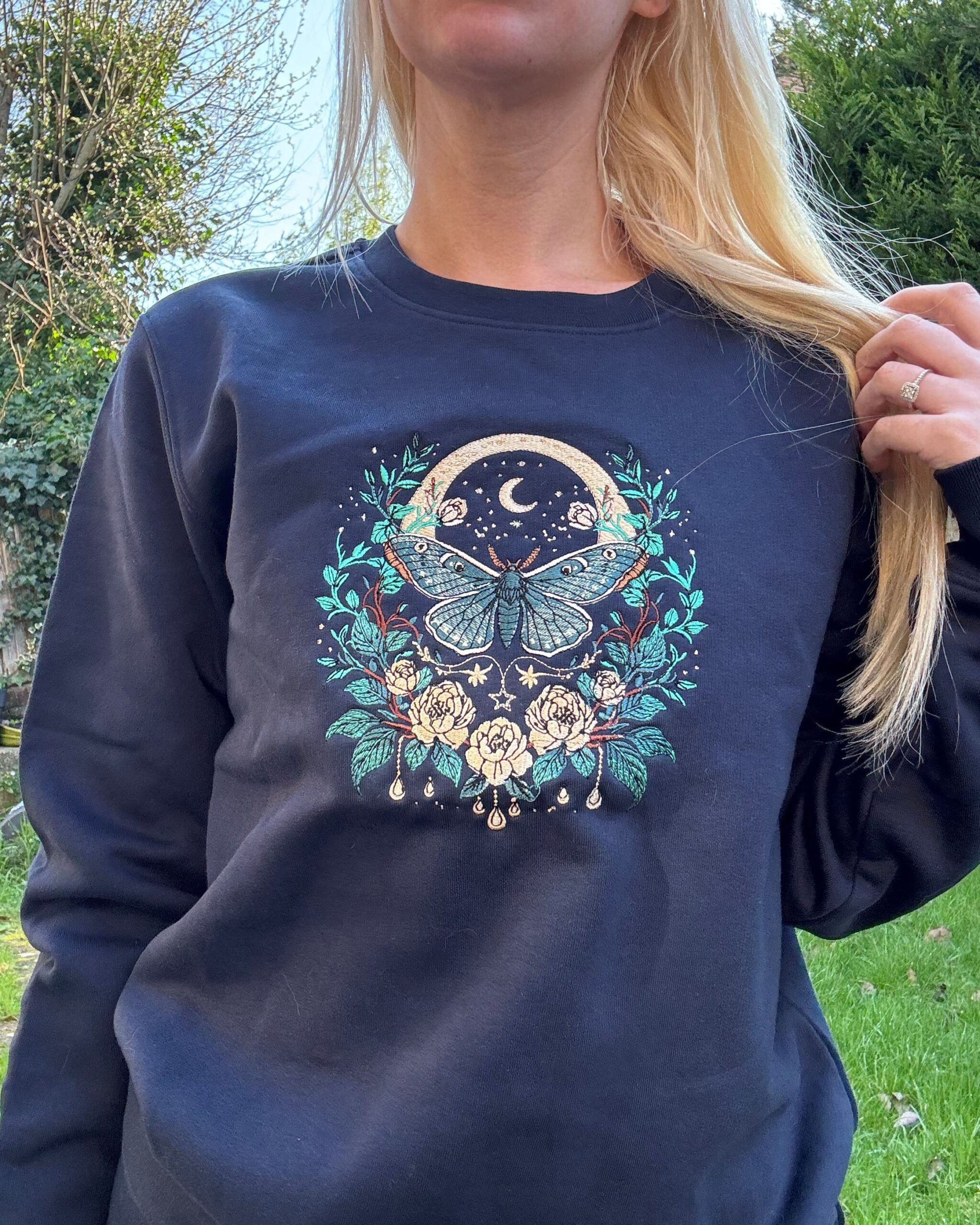 Celestial Moth Embroidered Sweatshirt Celestial Moth Embroidered Sweatshirt