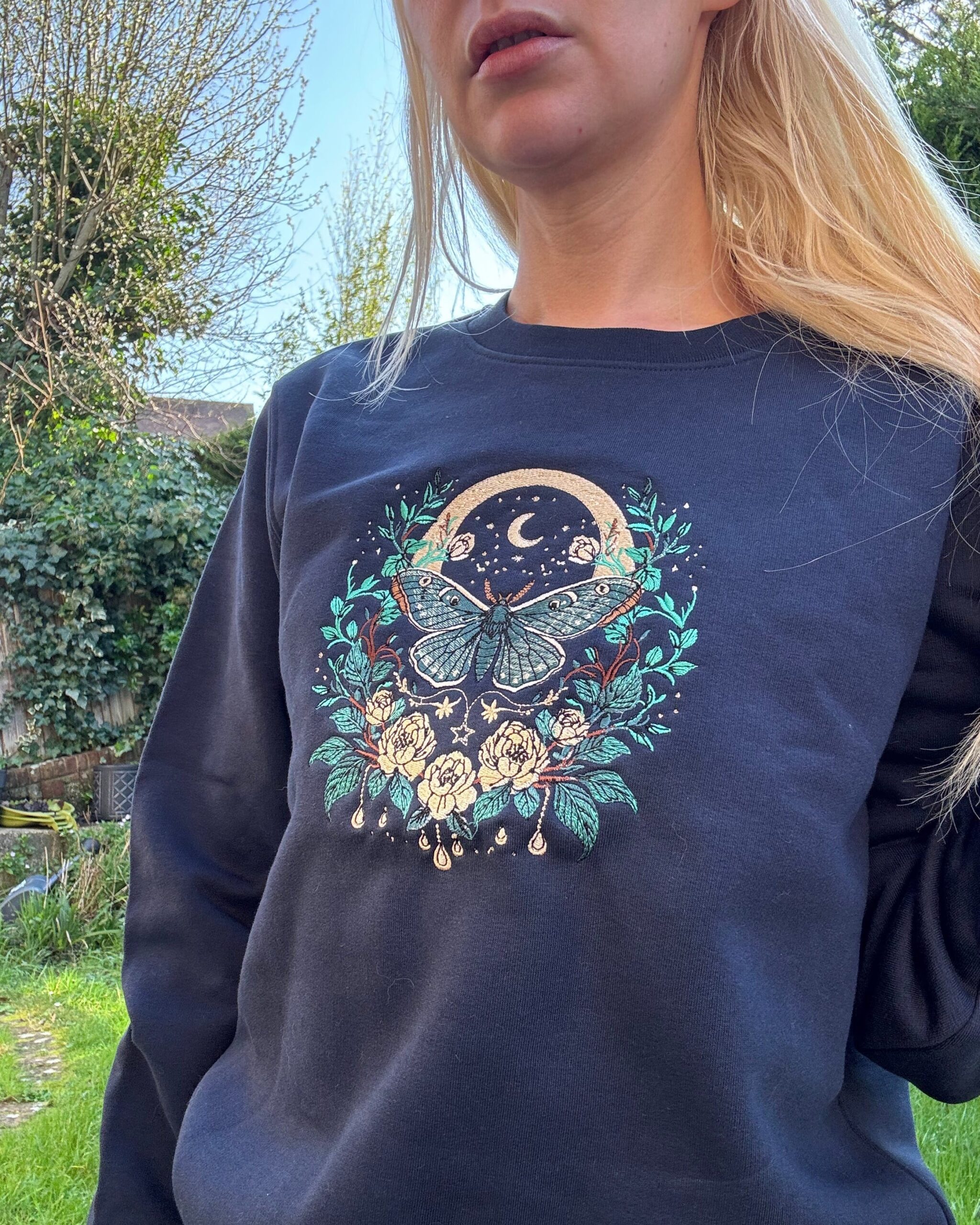 Celestial Moth Embroidered Sweatshirt Celestial Moth Embroidered Sweatshirt