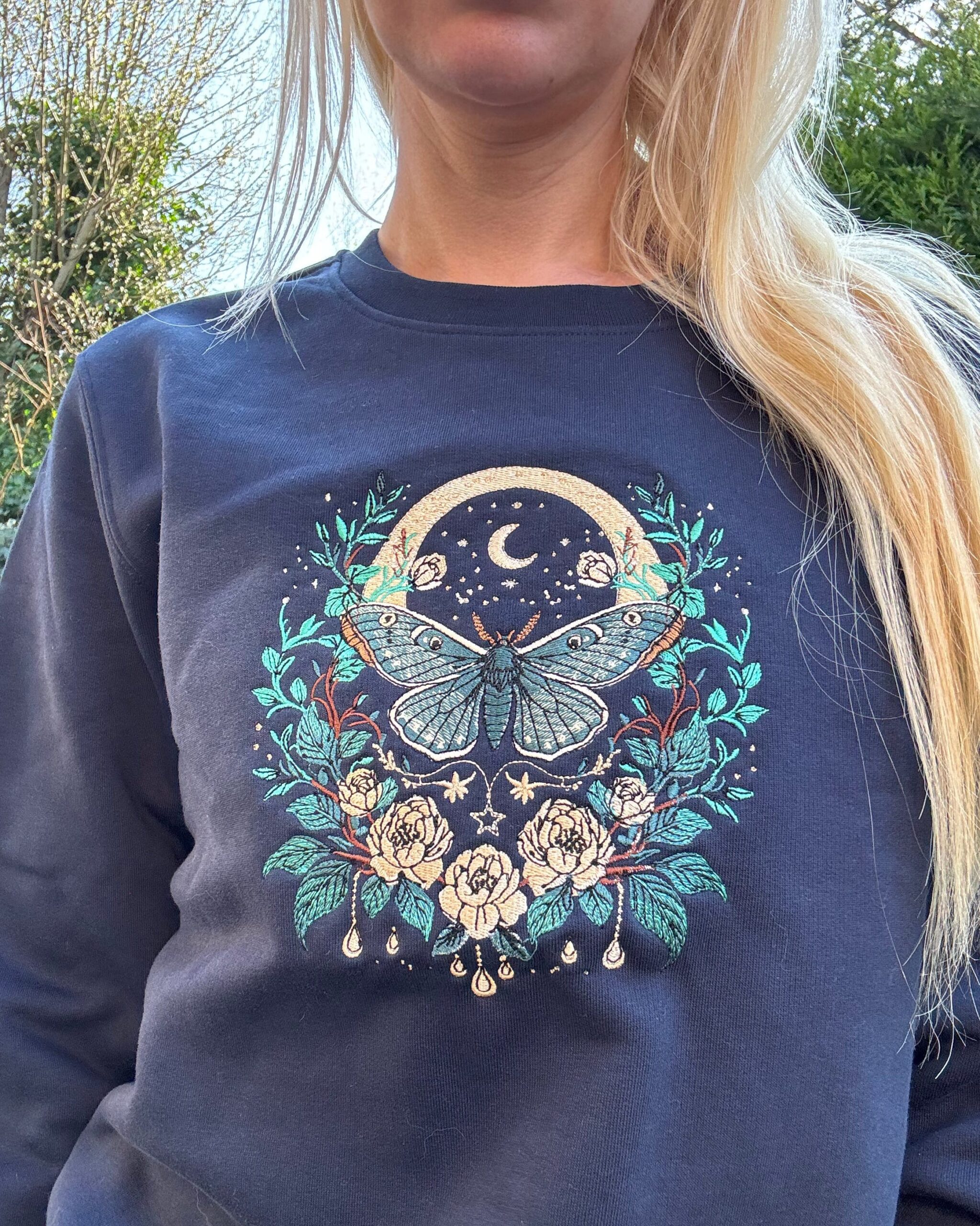 Celestial Moth Embroidered Sweatshirt Celestial Moth Embroidered Sweatshirt