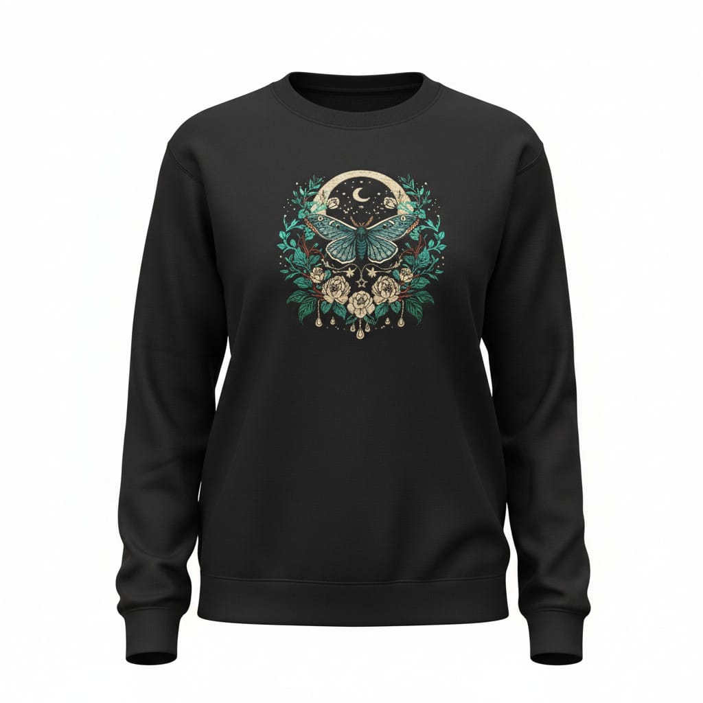 Celestial Moth Embroidered Sweatshirt Celestial Moth Embroidered Sweatshirt