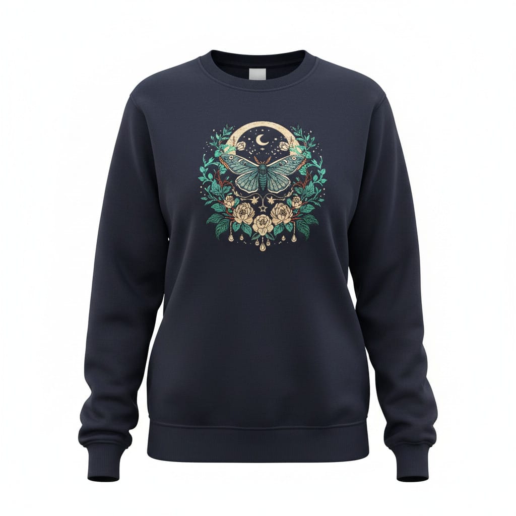 Celestial Moth Embroidered Sweatshirt Celestial Moth Embroidered Sweatshirt