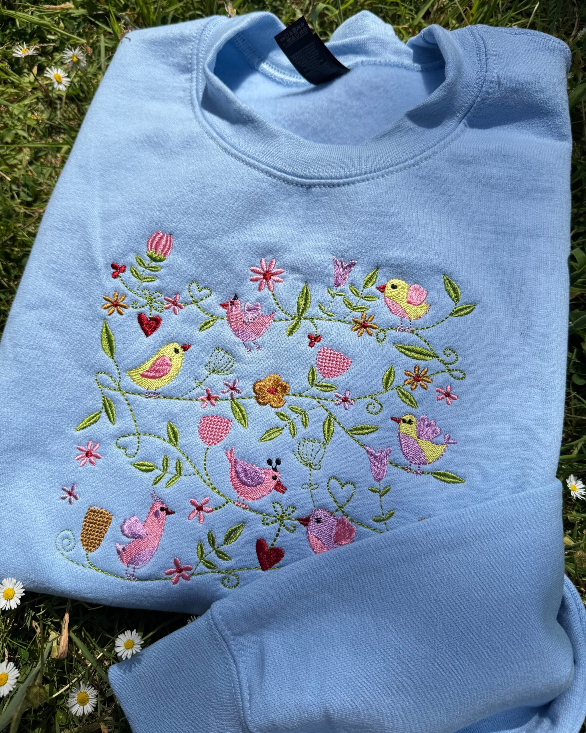 Spring Birds Embroidered Sweatshirt Spring Birds Embroidered Sweatshirt