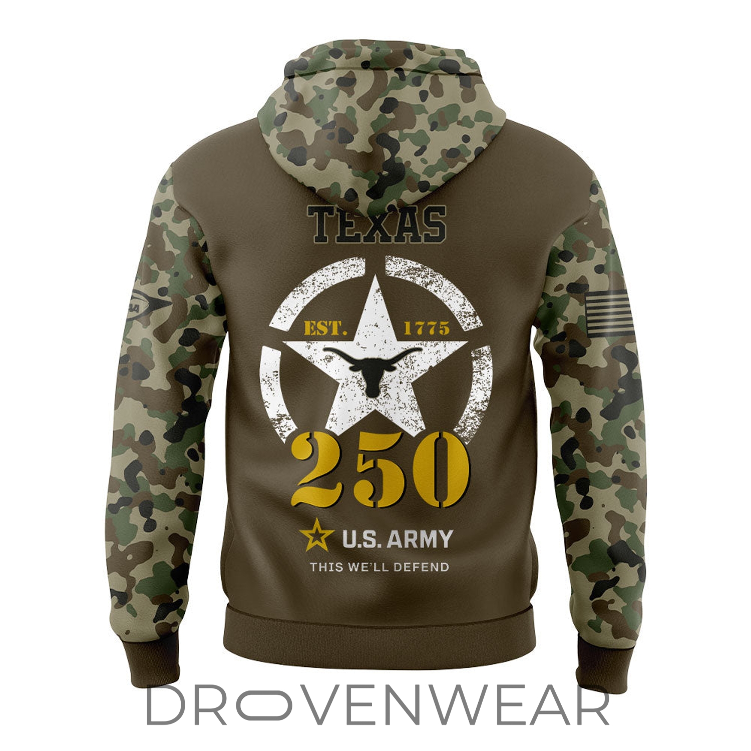 Texas Longhorns U.S. Army 250th Celebration Graphic Hoodie Texas Longhorns U.S. Army 250th Celebration Graphic Hoodie