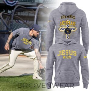 Milwaukee Brewers Jesus Won Thank You Jesus Faith Hoodie