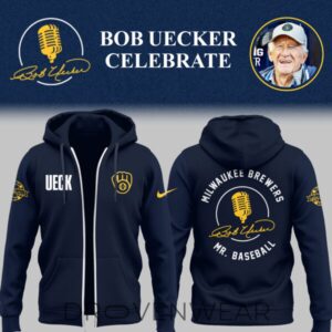 Limited Edition Milwaukee Brewers Honoring Mr. Baseball Bob Uecker Zip Hoodie