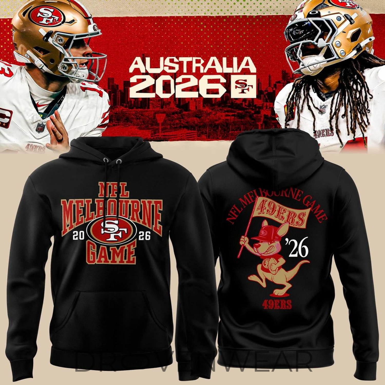 San Francisco Football Melbourne Game 2026 Graphic Hoodie San Francisco Football Melbourne Game 2026 Graphic Hoodie