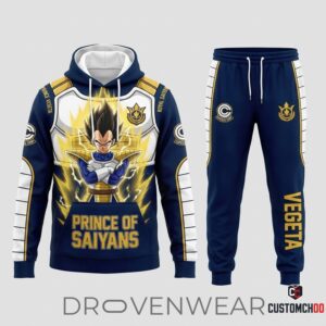 Vegeta Saiyan Prince Anime Tracksuit Set – Hoodie & Jogger Pants