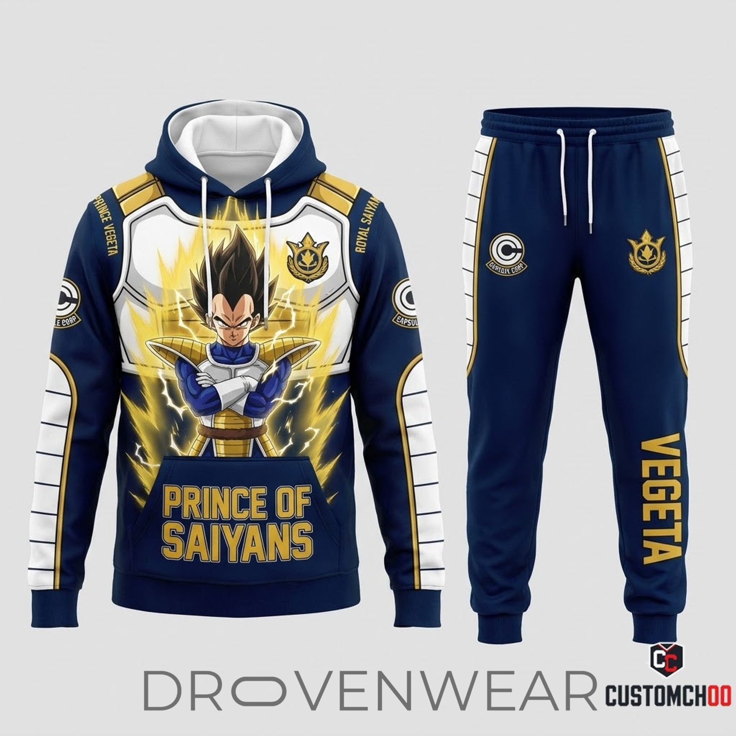 Vegeta Saiyan Prince Anime Tracksuit Set – Hoodie & Jogger Pants Vegeta Saiyan Prince Anime Tracksuit Set – Hoodie & Jogger Pants