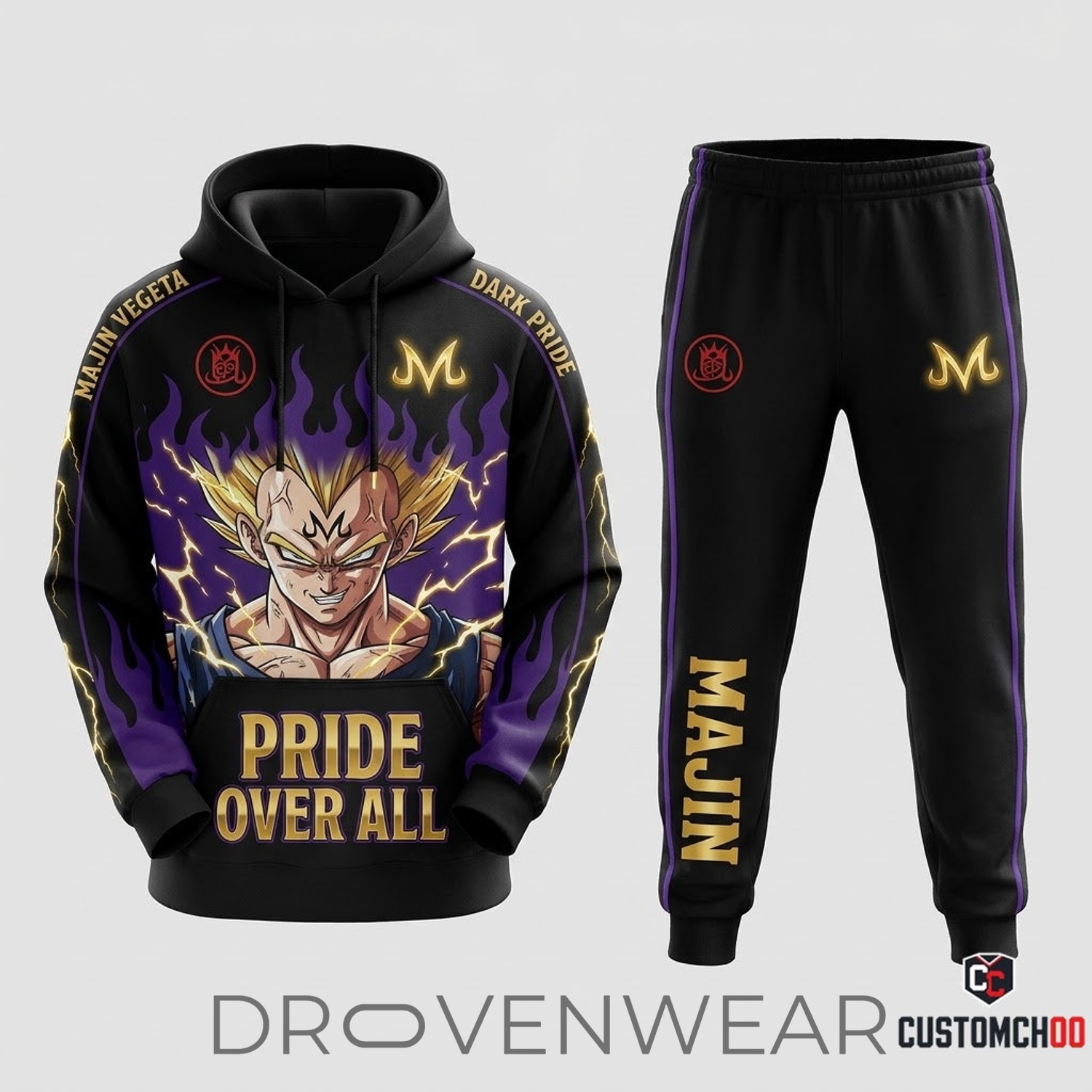 Vegeta Saiyan Prince Anime Tracksuit Set – Hoodie & Jogger Pants Vegeta Saiyan Prince Anime Tracksuit Set – Hoodie & Jogger Pants