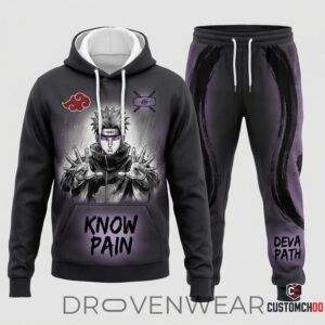 Pain Nagato Anime Graphic Tracksuit Set – Hoodie & Jogger Pants