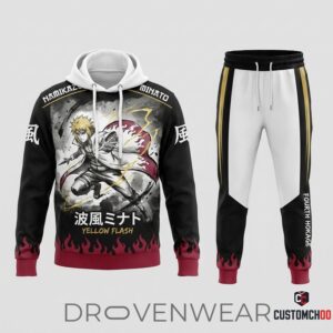 Minato Namikaze Anime Graphic Tracksuit Set – Hoodie & Jogger Pants