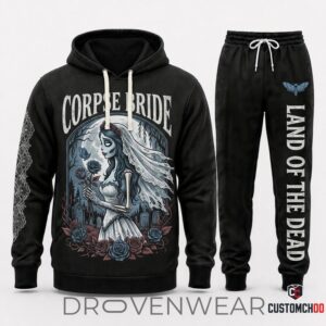 Corpse Bride Gothic Cartoon Vintage Halloween Hoodie & Pants Set