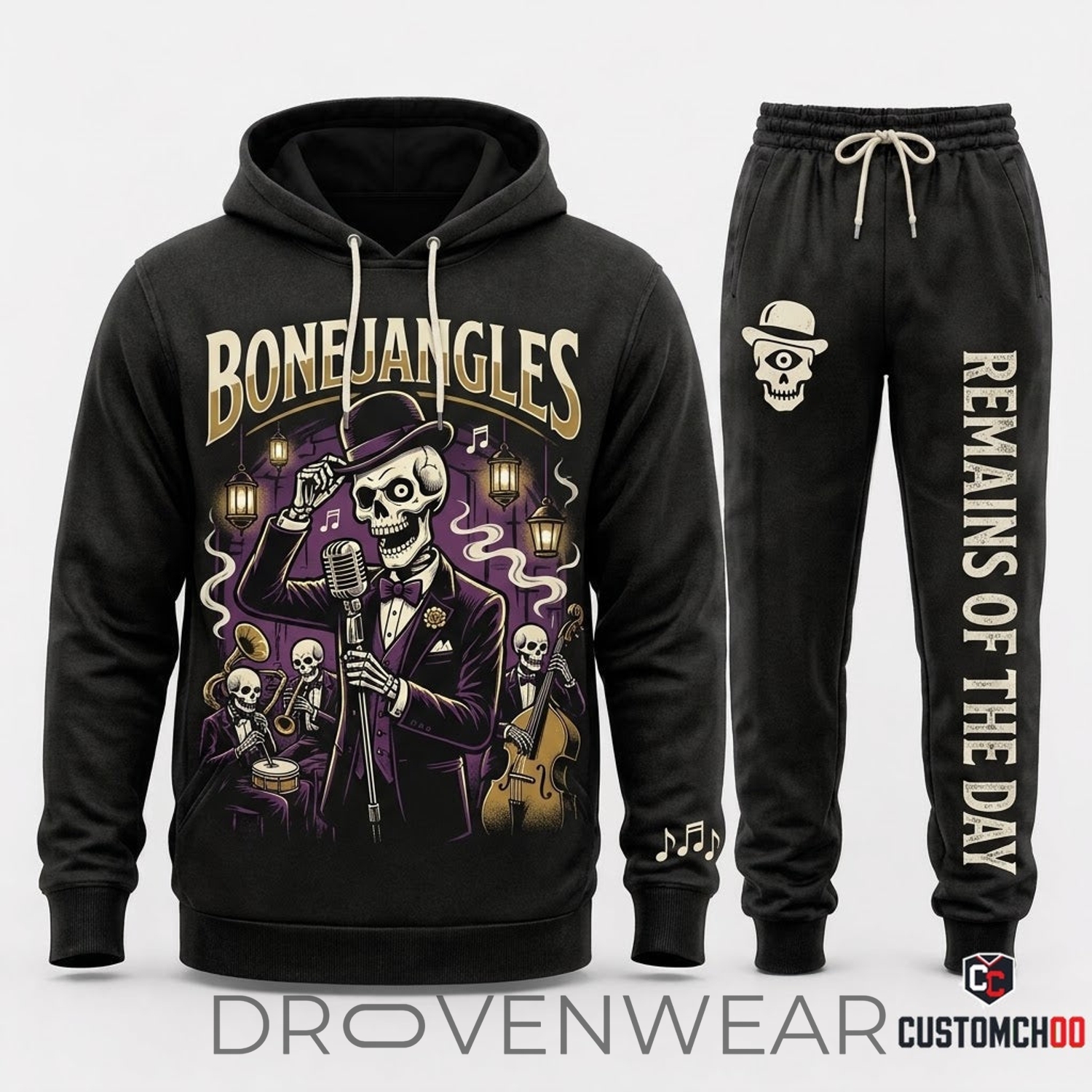Corpse Bride Gothic Cartoon Vintage Halloween Hoodie & Pants Set