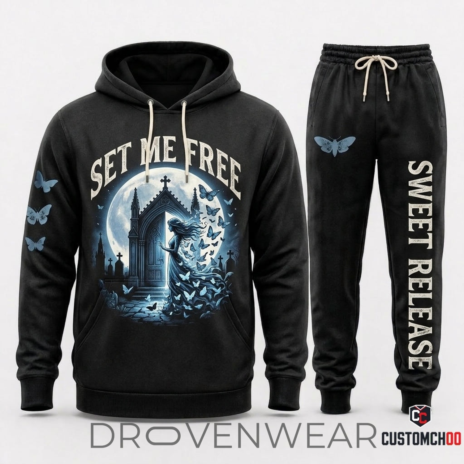 Corpse Bride Gothic Cartoon Vintage Halloween Hoodie & Pants Set