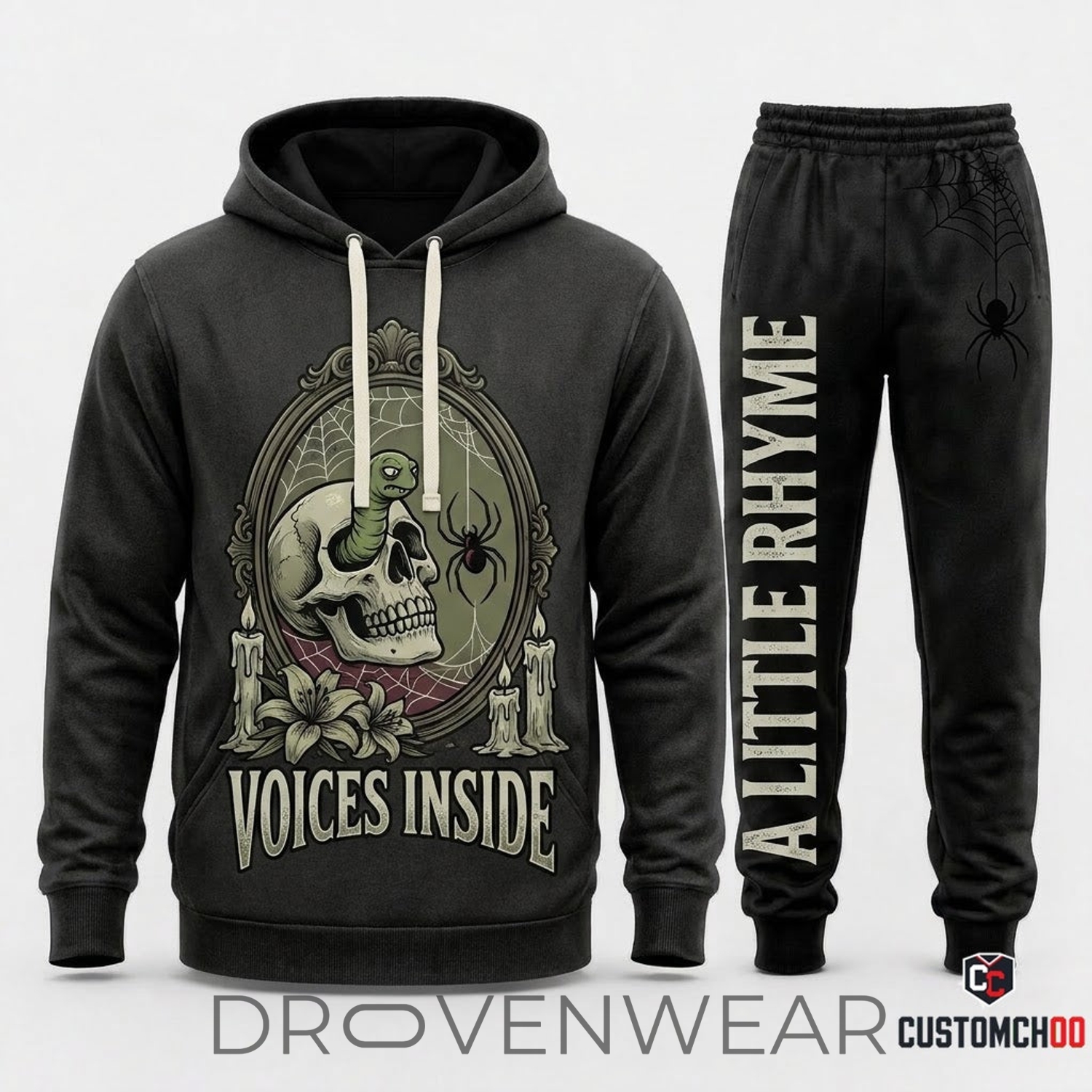 Corpse Bride Gothic Cartoon Vintage Halloween Hoodie & Pants Set