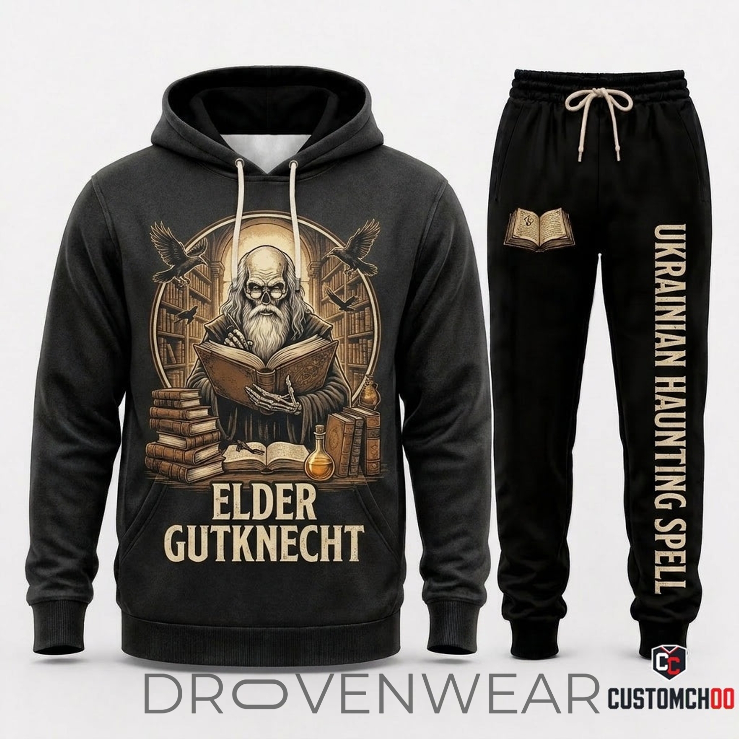 Corpse Bride Gothic Cartoon Vintage Halloween Hoodie & Pants Set