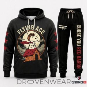 Snoopy & Woodstock Halloween Squad Vintage Streetwear Hoodie & Pants Set
