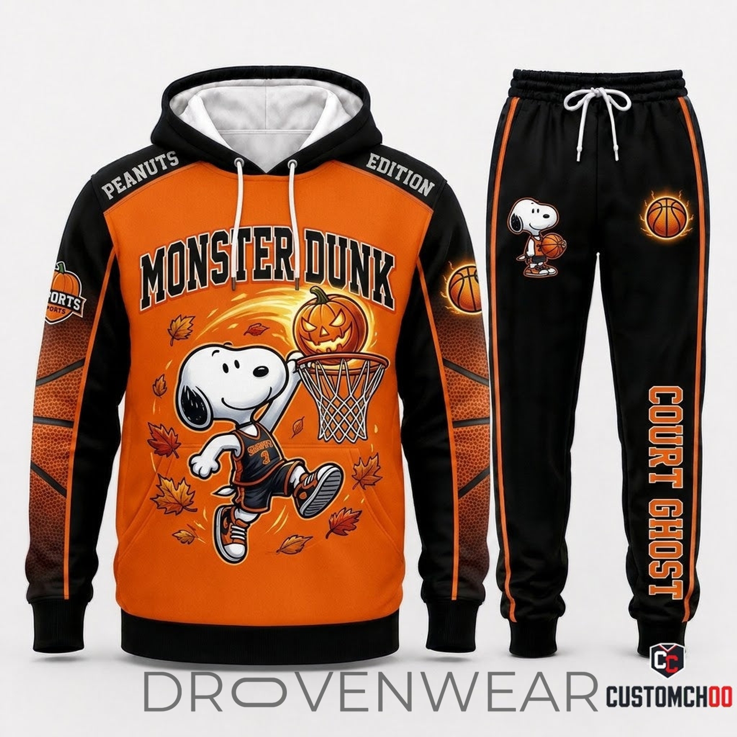 Peanuts Snoopy Halloween Graphic Tracksuit Hoodie Set Peanuts Snoopy Halloween Graphic Tracksuit Hoodie Set