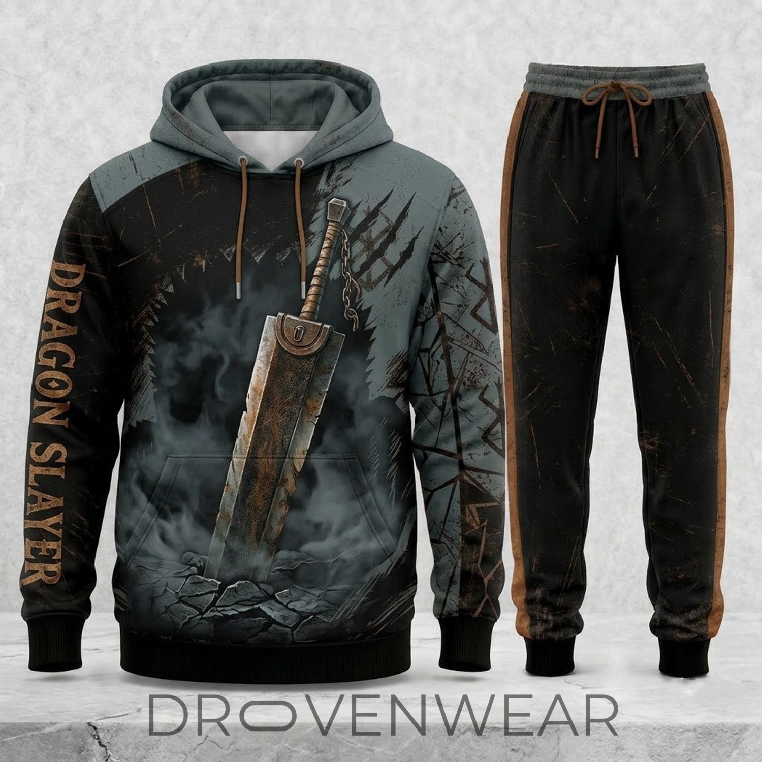 Limited Edition Black Swordsman Dark Fantasy Set – Hoodie & Sweatpants Outfit Limited Edition Black Swordsman Dark Fantasy Set – Hoodie & Sweatpants Outfit