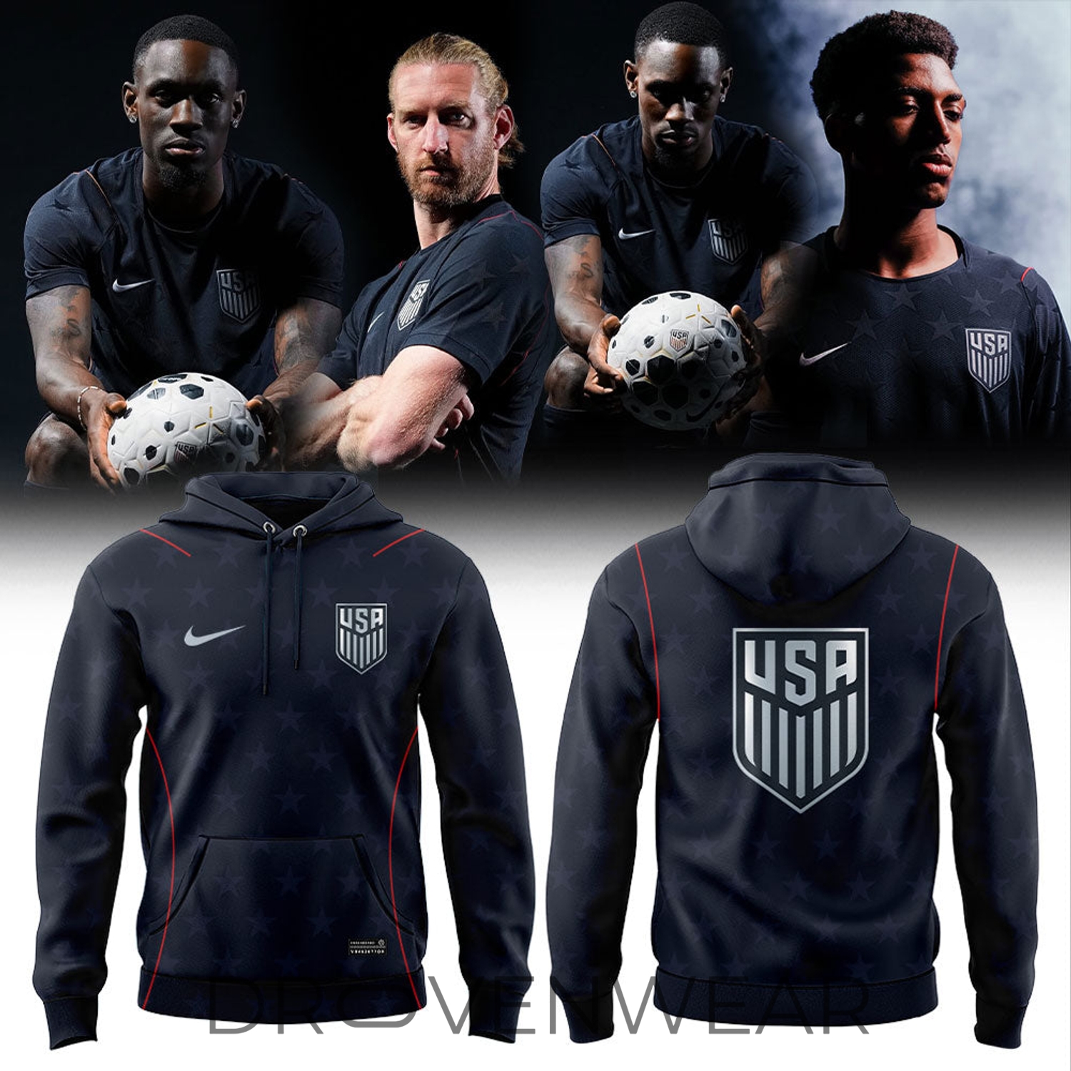 USMNT 2026 Personalized Stripes Match Black Hoodie USMNT 2026 Personalized Stripes Match Black Hoodie