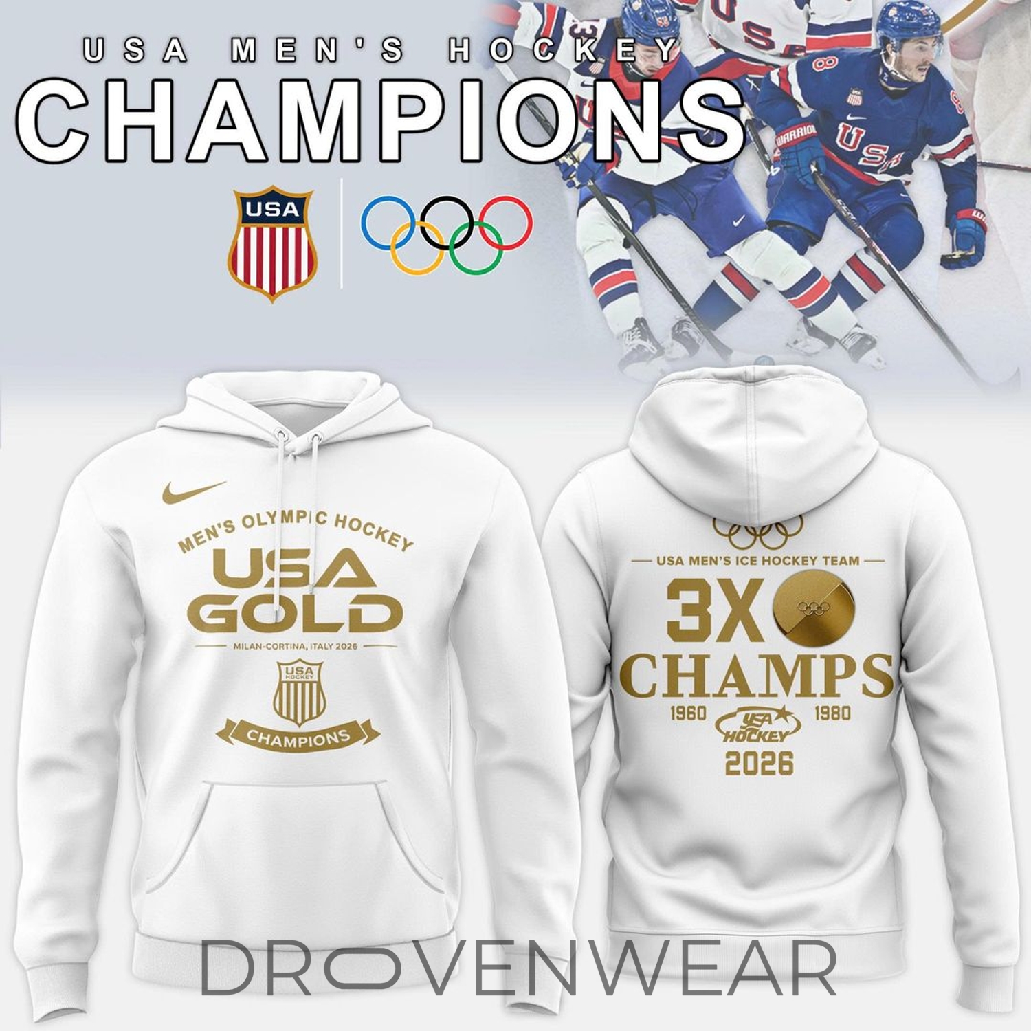 USA Men’s Ice Hockey Team 2026 Winter Olympics Champions Hoodie USA Men’s Ice Hockey Team 2026 Winter Olympics Champions Hoodie