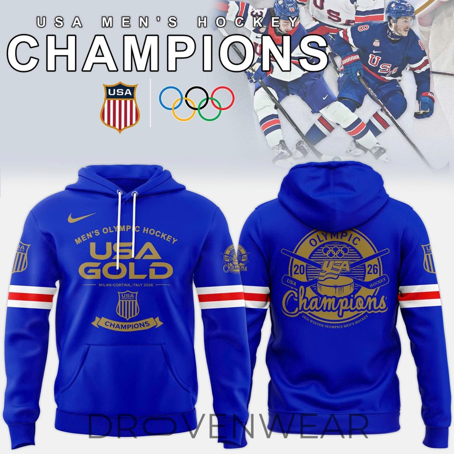 USA Men’s Ice Hockey Team 2026 Winter Olympics Champions Hoodie USA Men’s Ice Hockey Team 2026 Winter Olympics Champions Hoodie